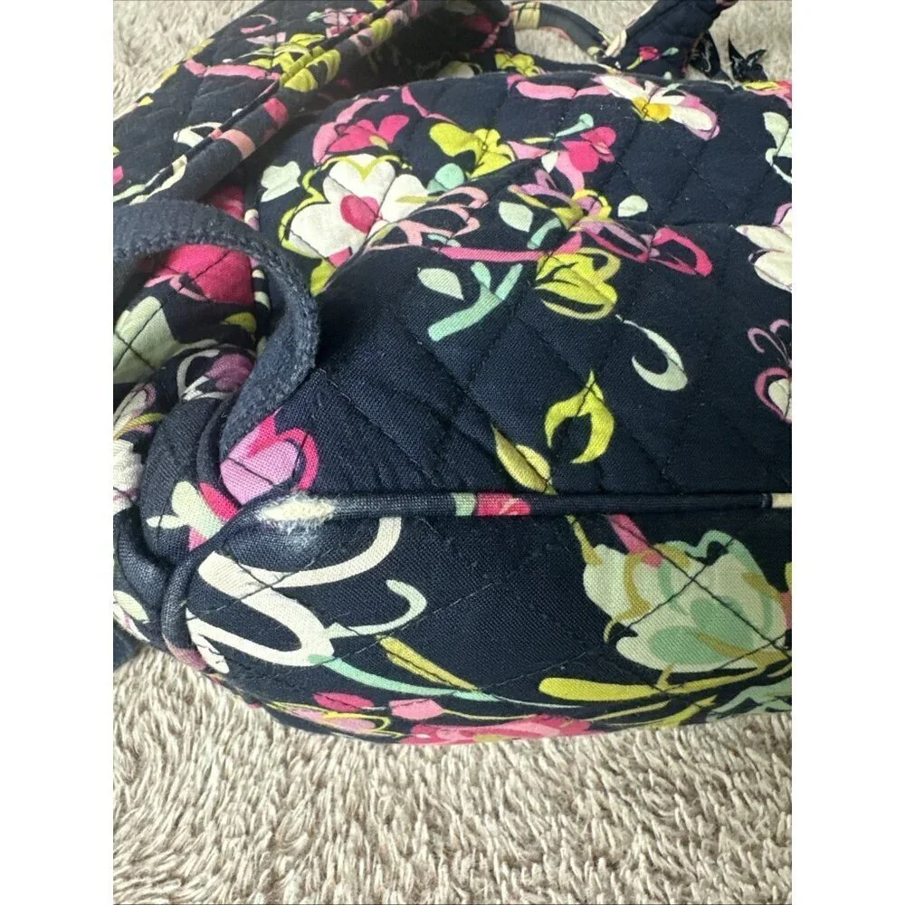 Vera Bradley Navy Blue and Multicolored Floral Quilted Stitch Backpack